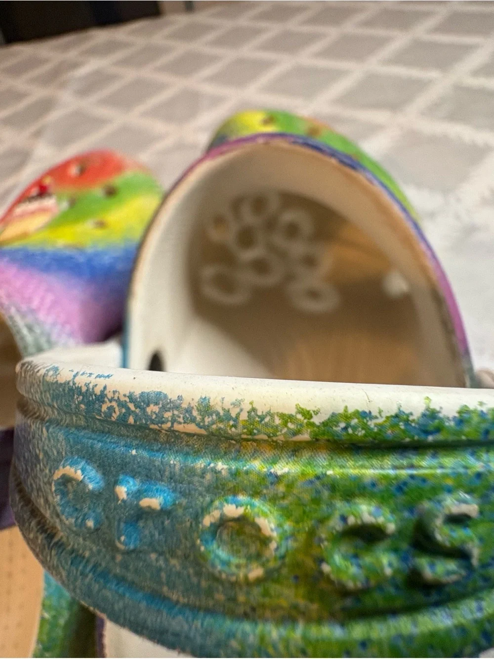 CROCS Kids Rainbow Tie-Dye Clogs with Ice Cream Charms